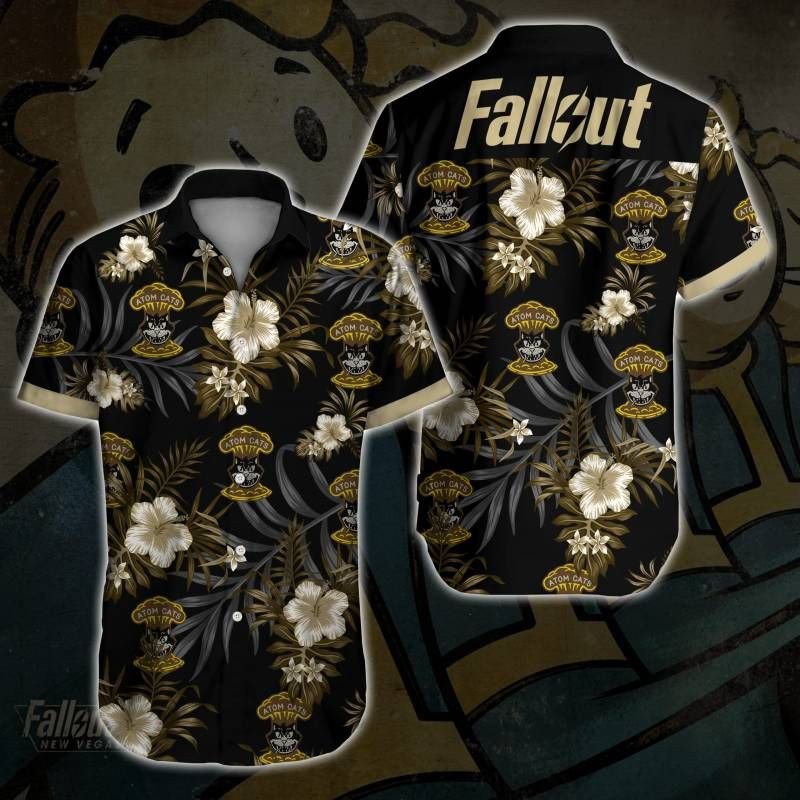 Fallout Hawaii Graphic Print Short Sleeve Hawaii Casual Shirt Ha72496