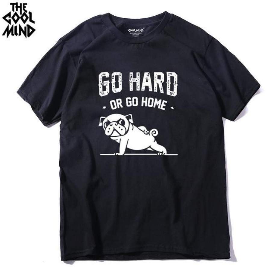 100% cotton go home or go hard pug printed men crew neck short sleeve o-neck men t-shirt tops