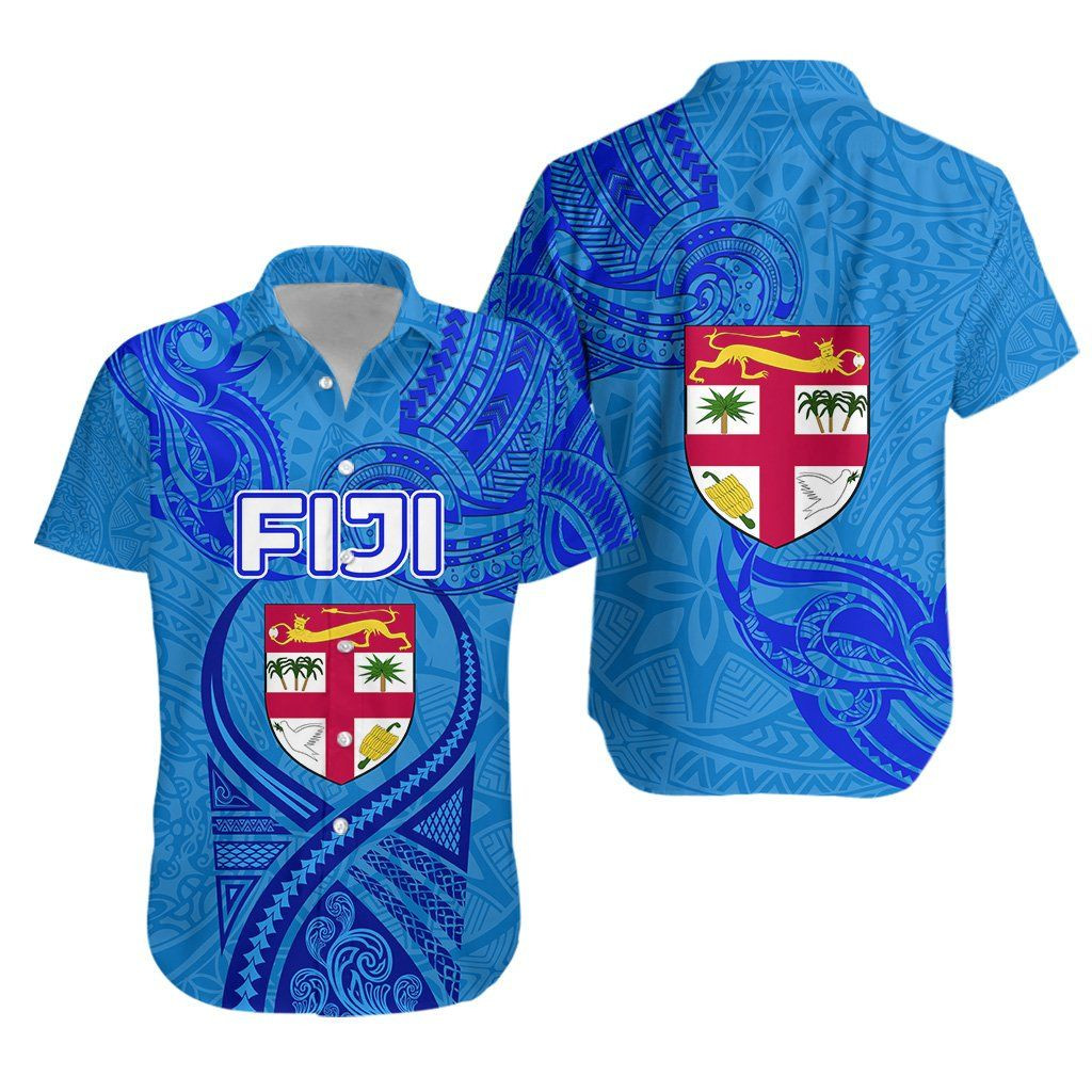 Blue Hawaii Shirt Fiji Rugby Polynesian Waves Style Ha53825