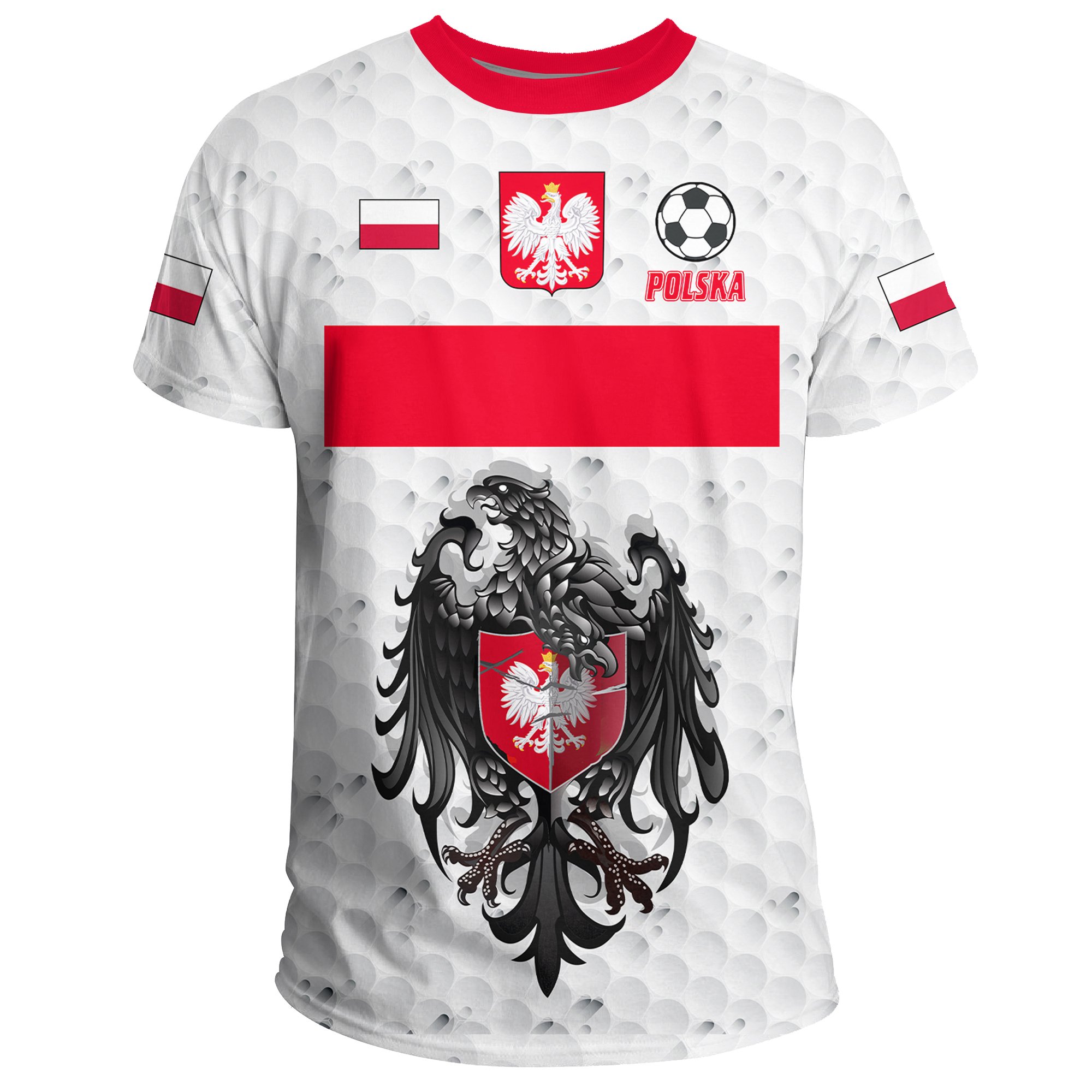 (Custom) Poland (Polska) Euro Soccer T-Shirt Flag and Eagle A27