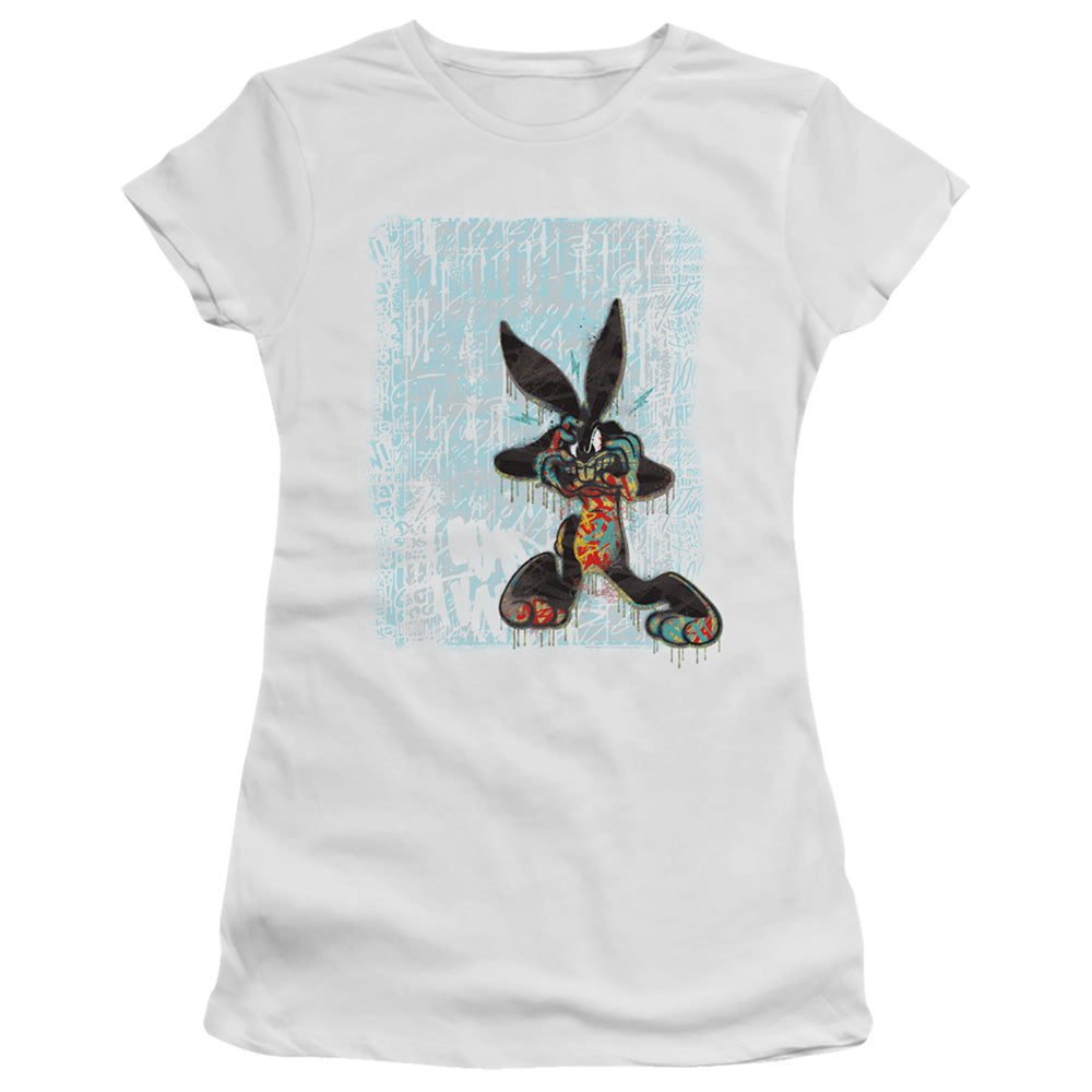 Looney Tunes Graffiti Rabbit Junior Sheer Cap Sleeve Womens T Shirt White