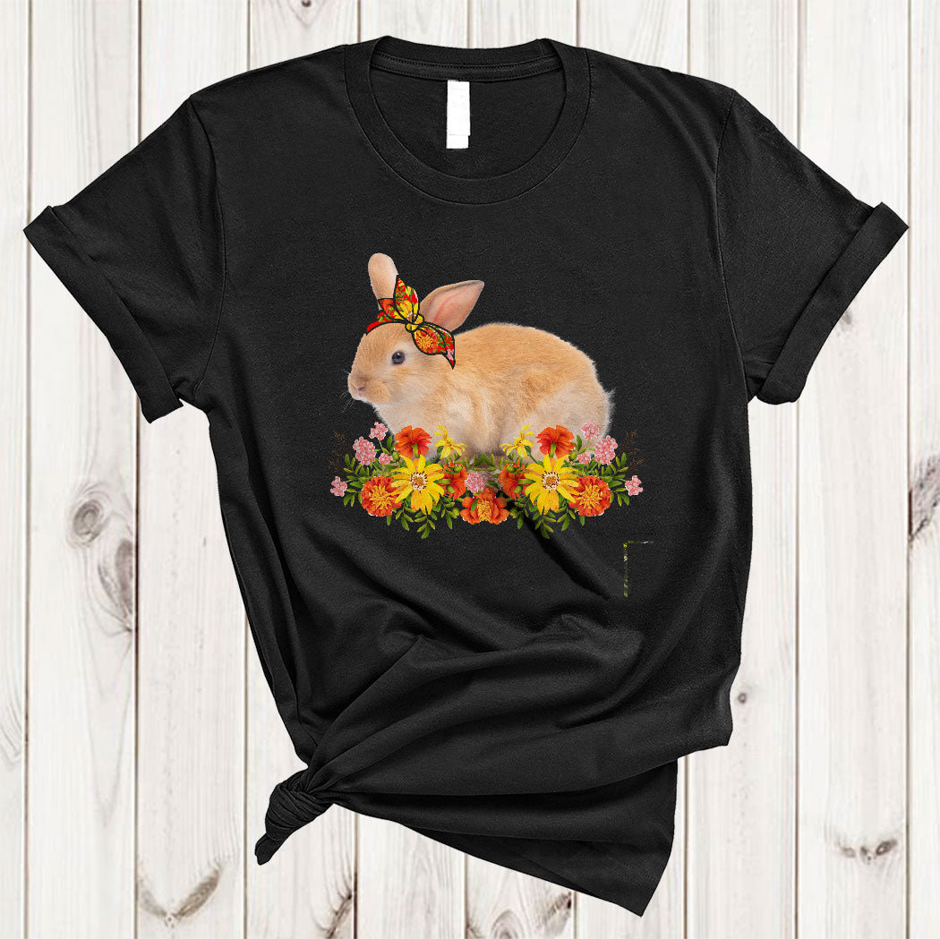 Rabbit With Flowers Floral Bow Tie Cute Mother’S Day Rabbit Animal Family Group T-Shirt