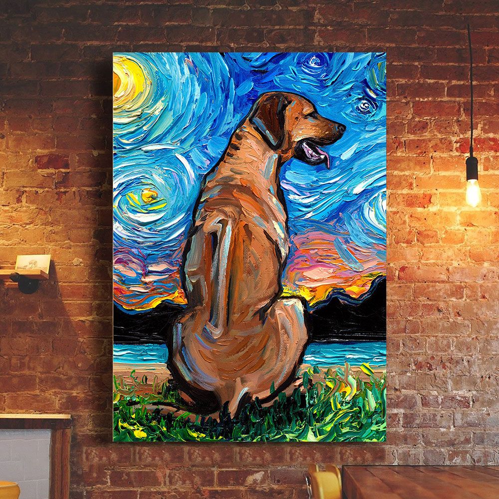 Rhodesian Ridgeback Starry Night Poster Van Gogh Poster Gift For New ...