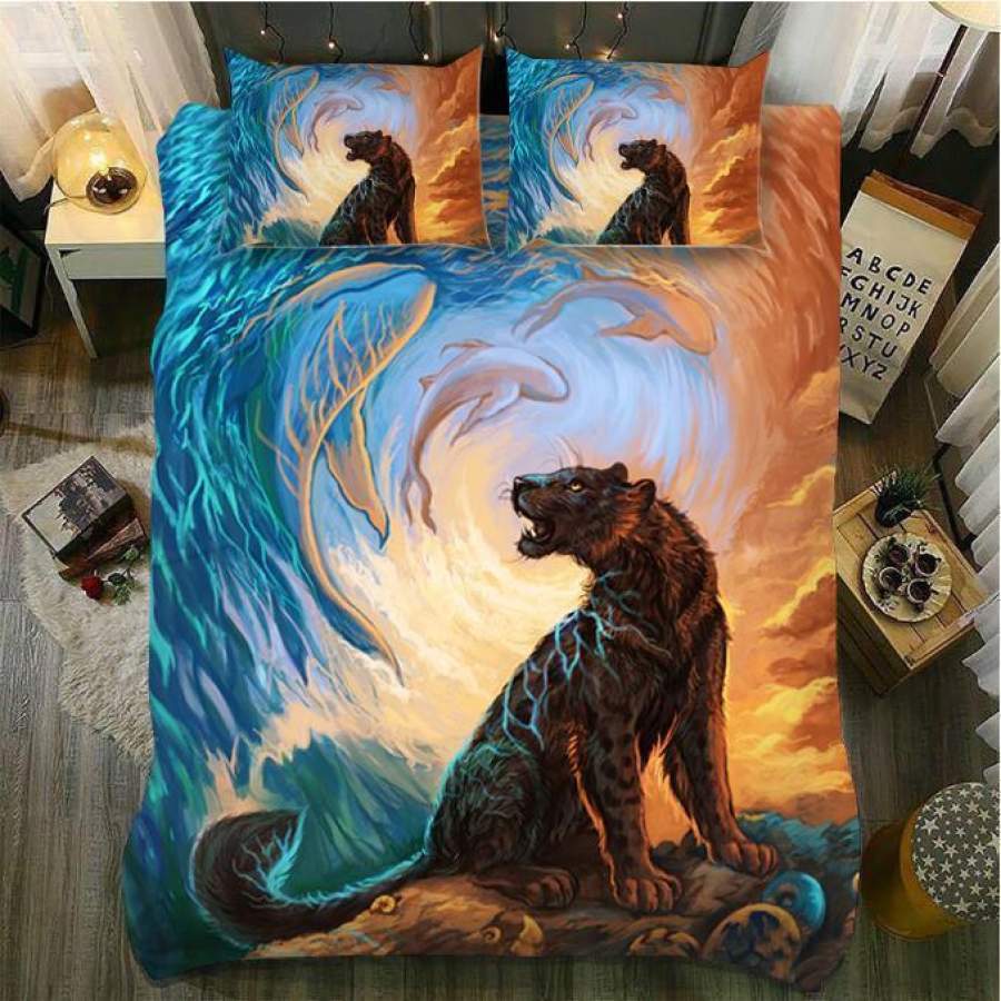 Default Leopard And The Dolphin3D Customize Bedding Set Duvet Cover Set Bedroom Set Bedlinen