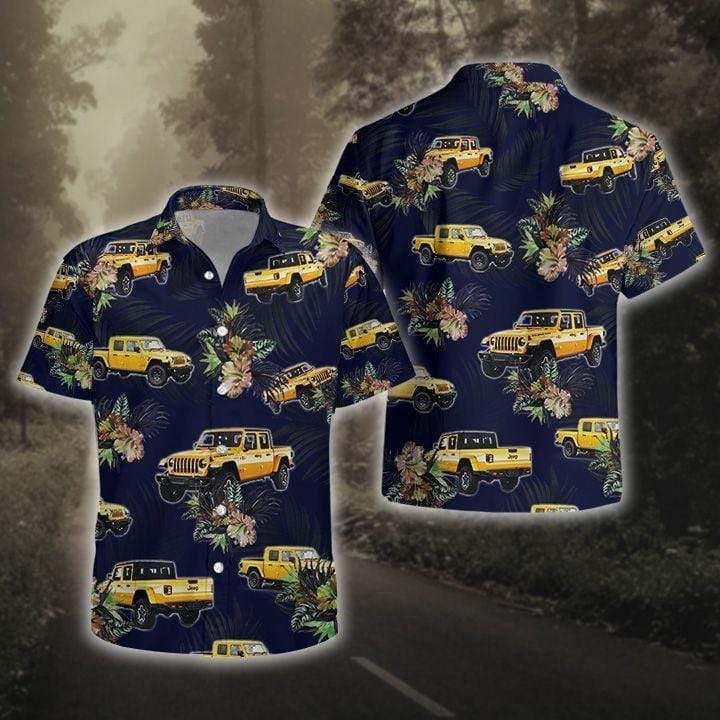 Check Out This Awesome Amazing Tropical Yellow Jeep Navy Unisex Hawaii Aloha Shirts Ha30969