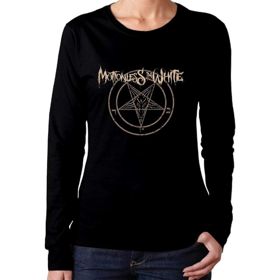 women’s Cotton T-shirt Motionless In White Long Sleeve Cute Crew Neck T Shirt Black Funny T Shirts