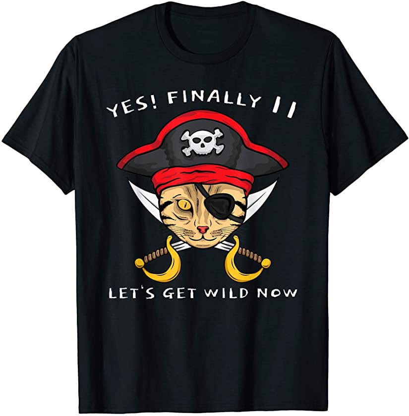 11th Birthday Pirate Cat Let’s Get Wild Now Kitten Party T-Shirt