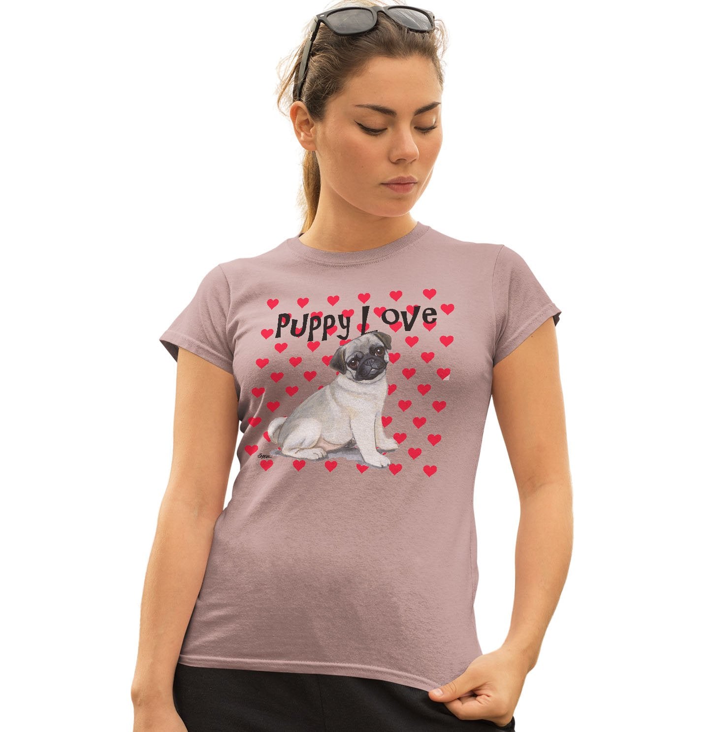 Pug Puppy Love – Women’S Fitted T-Shirt