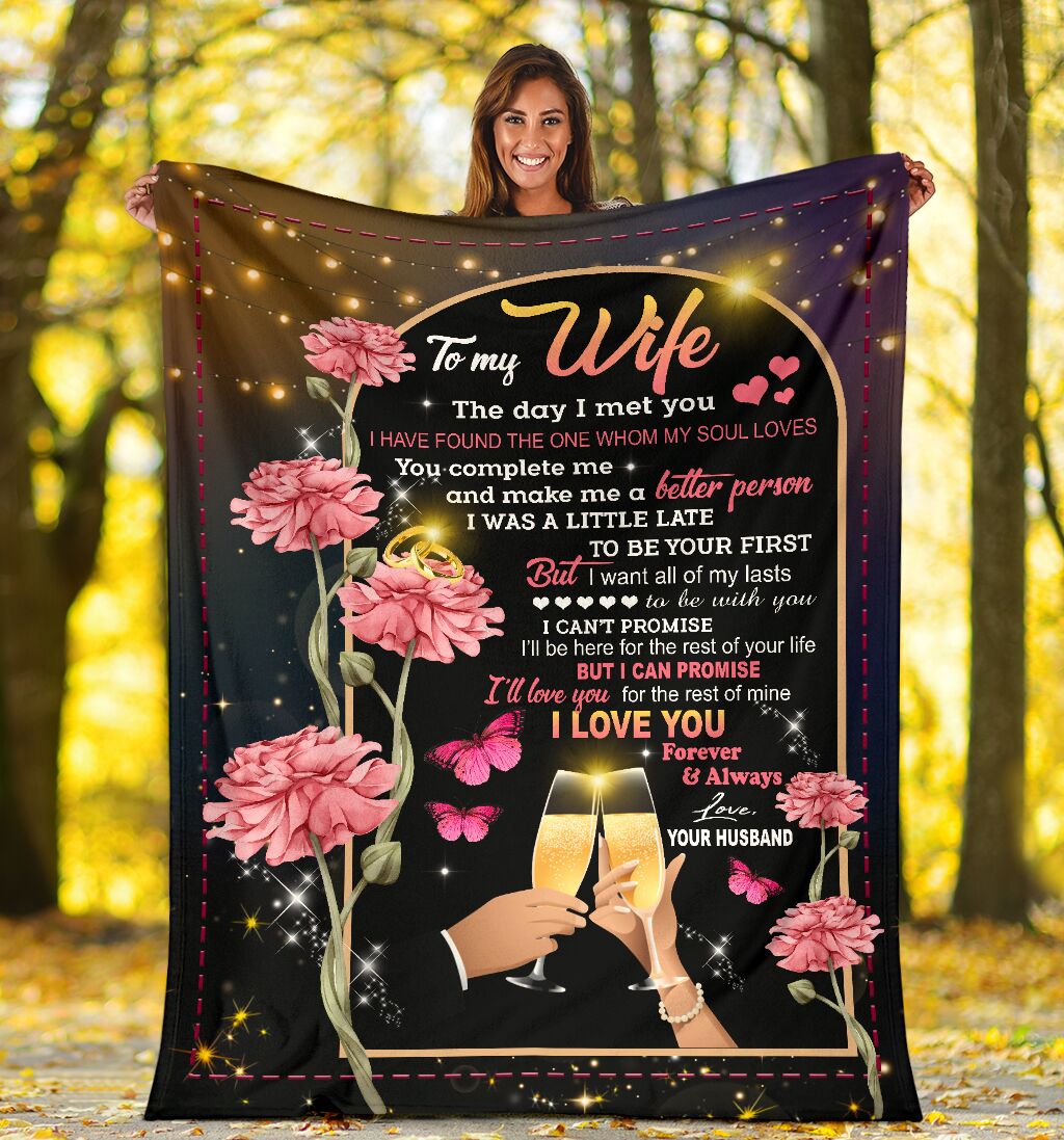 To My Wife I Love You Forever And Always Fleece Blanket Gift From Husband To Wife Home Decor Bedding Couch Sofa Soft And Comfy Cozy