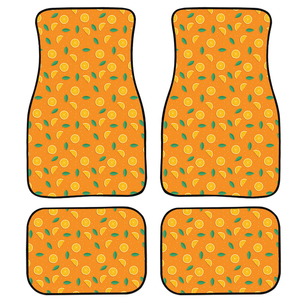 Orange Fruit Slices Pattern Print Front And Back Car Floor Mats, Front Car Mat