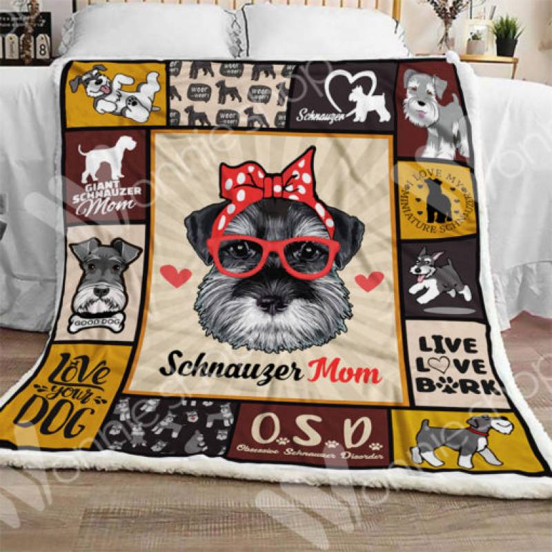 Miniature Schnauzer Mom Dog Sherpa Blanket OCT1901 73O39