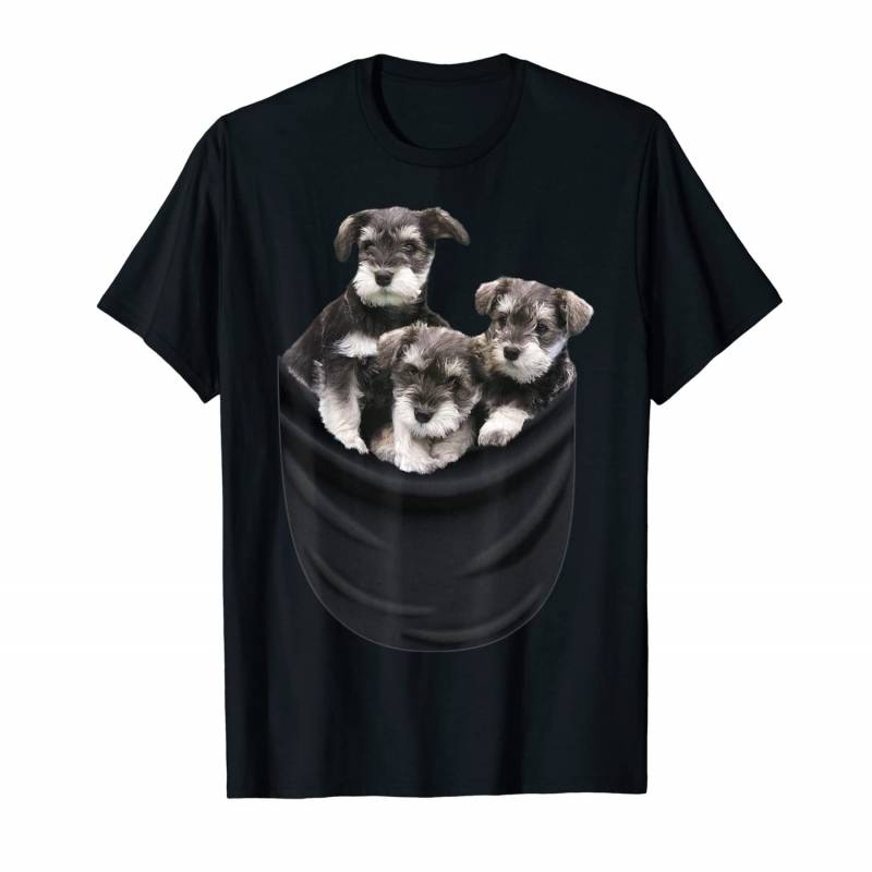 Schnauzer Puppy Cute In Big Pocket T-shirt Dog Lover Gifts T-shirt