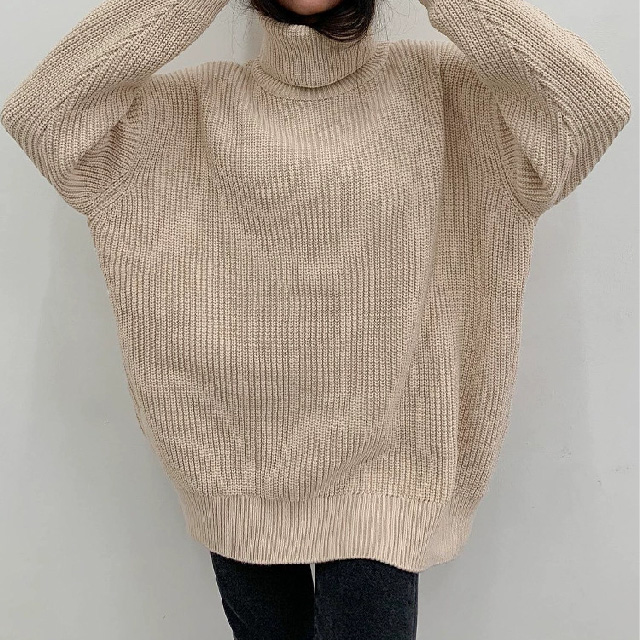 Women‘s Turtleneck Sweaters Oversized Green Winter Sweaters Women 2022 Fashion Long Sleeve Solid Designer Knit Pullover Female alx