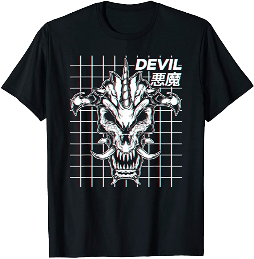 Devil Glitch Art Japanese Cybergoth Aesthetic EGirl EBoy T-Shirt