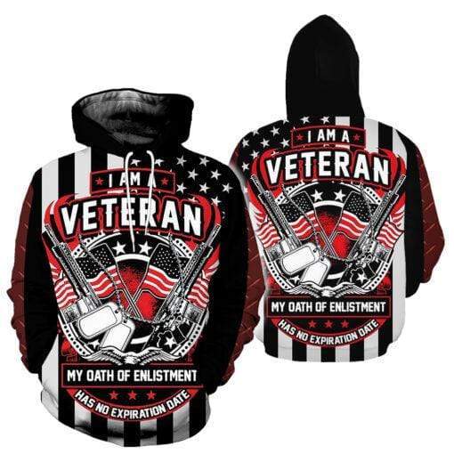 I am a veteran American Flag Hoodie 3D #V
