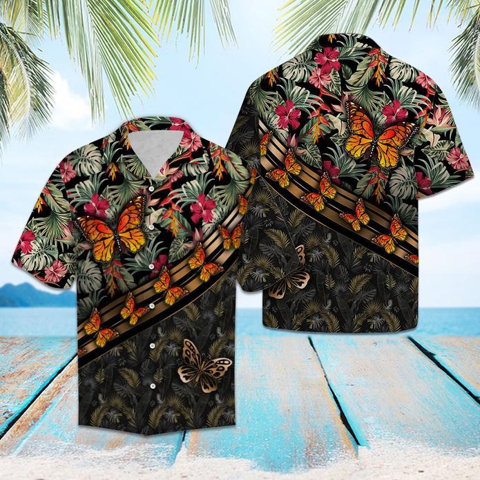 Butterfly Floral Hawaii Unisex Print Aloha Short Sleeve Casual Shirt Ha40859