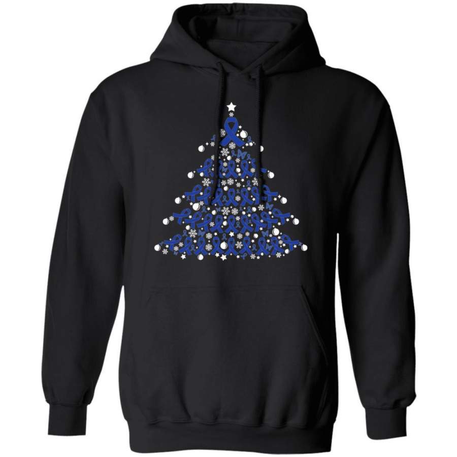 Christmas Hoodie Colon Cancer Awareness Xmas Tree Hoodie VA12