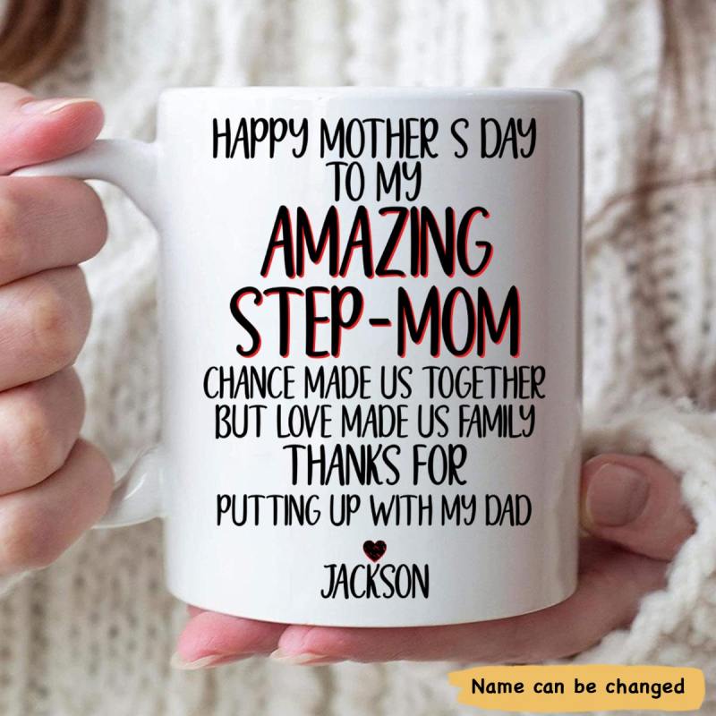 Personalized Thanks For Putting Up With My Dad Mug Mother’S Day Gift For Stepmom