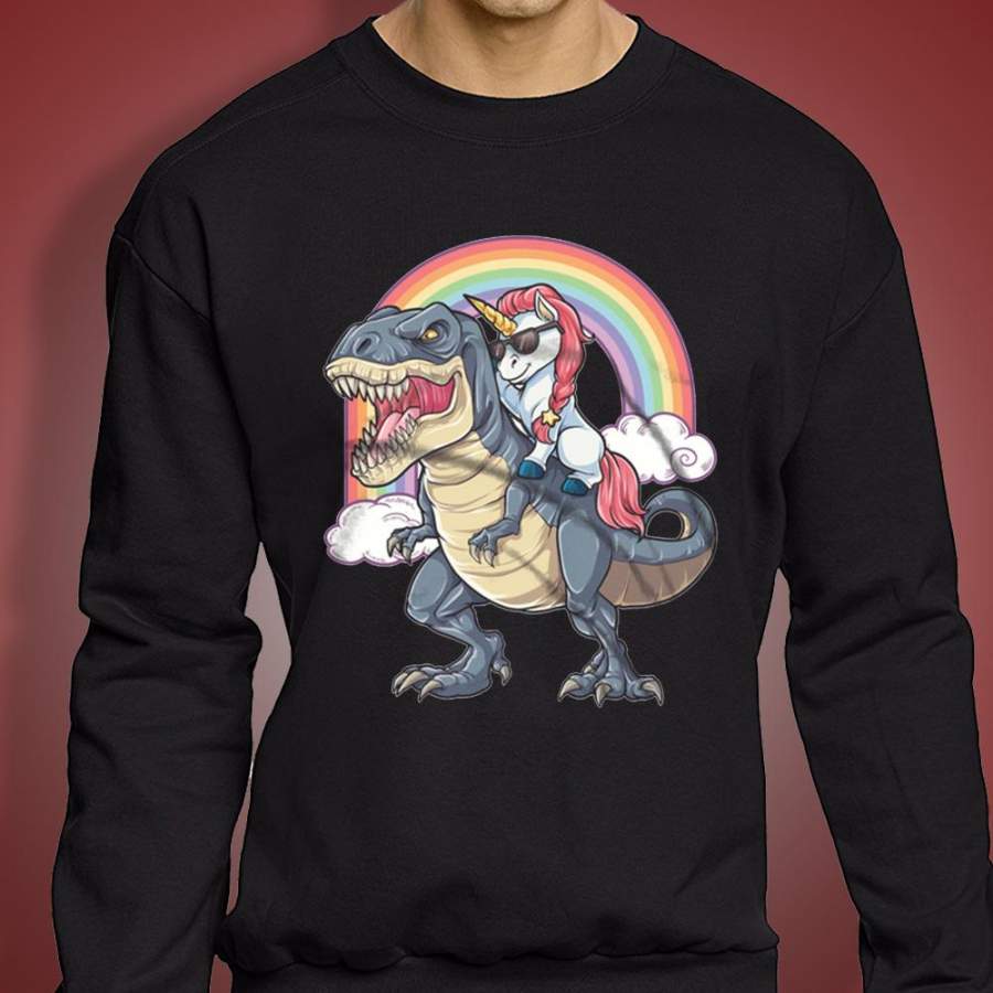 Unicorn Riding T Rex Dinosaur Men’S Sweatshirt