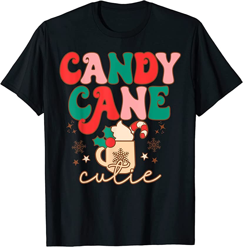 Retro Cute Candy Cane Cutie Christmas Hot Cocoa Funny Xmas T-Shirt