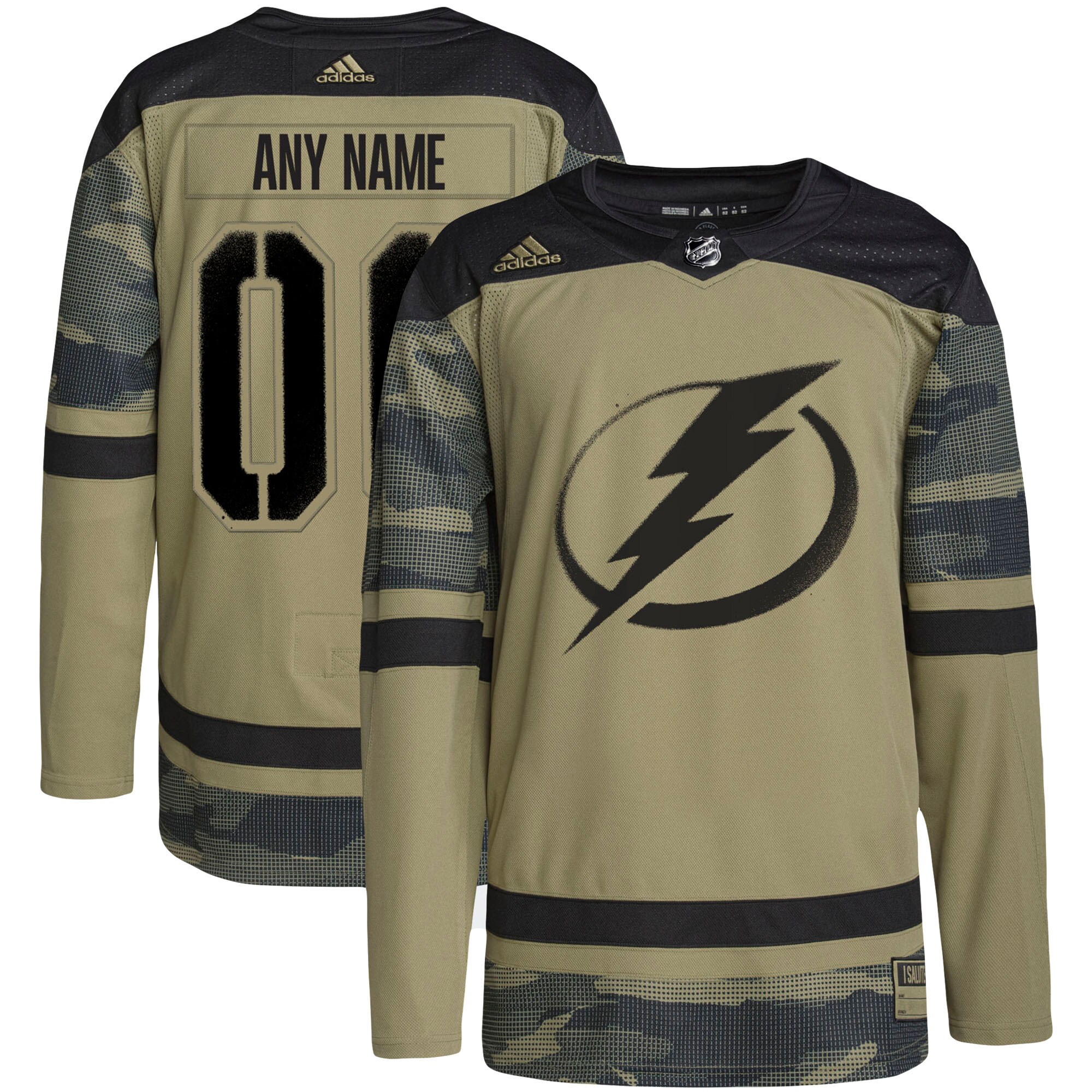 Men's Tampa Bay Lightning adidas Camo Military Appreciation Team Authentic Custom Practice Jersey