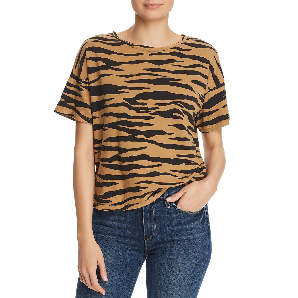 Womens Tiger Print Crewneck T-Shirt