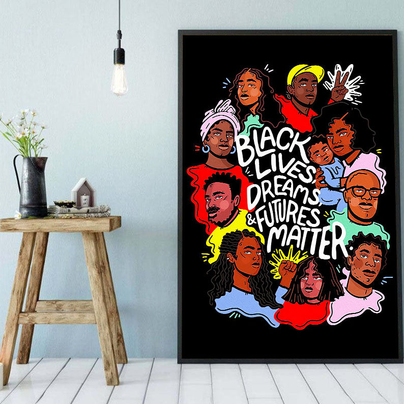 West Africa Custom Canvas Prints Colorful African American Poster Prints Black Woman Illustration Black Man Glamorous Wall Art Home Decor