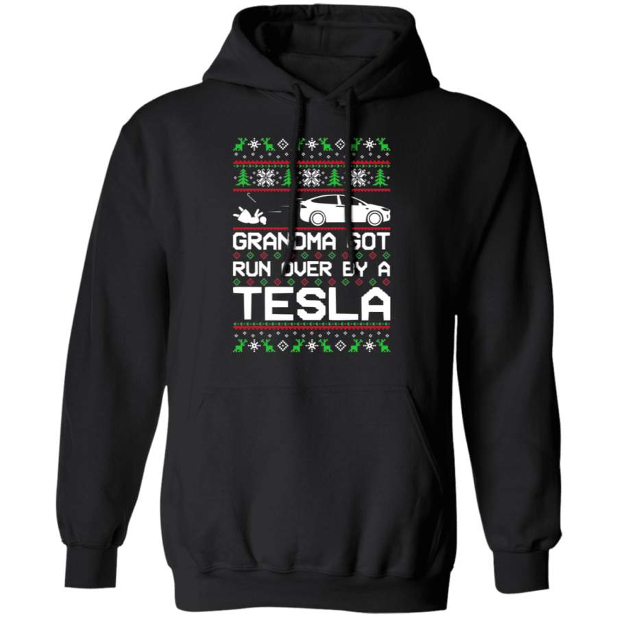 Tesla Model X Ugly Christmas Grandma Got Run Over Pullover Hoodie