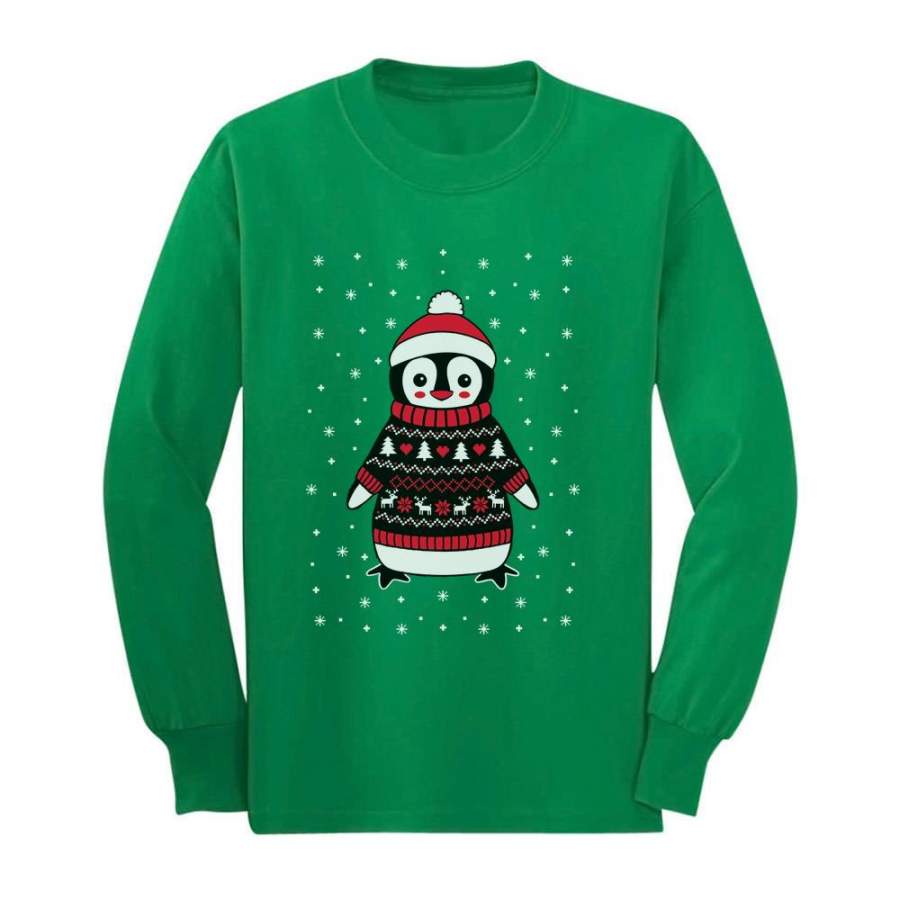 Cute Christmas Penguin Ugly Sweater Toddler/Kids Long sleeve T-Shirt