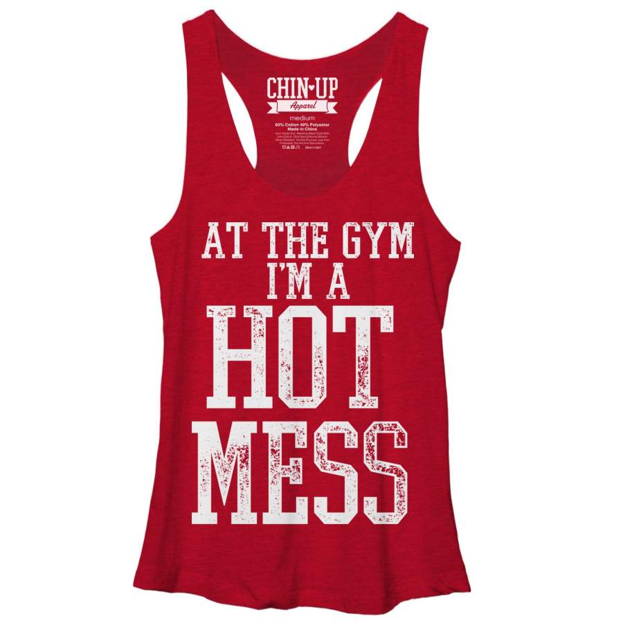 CHIN UP Women’s Hot Mess  Racerback Tank Red Heather