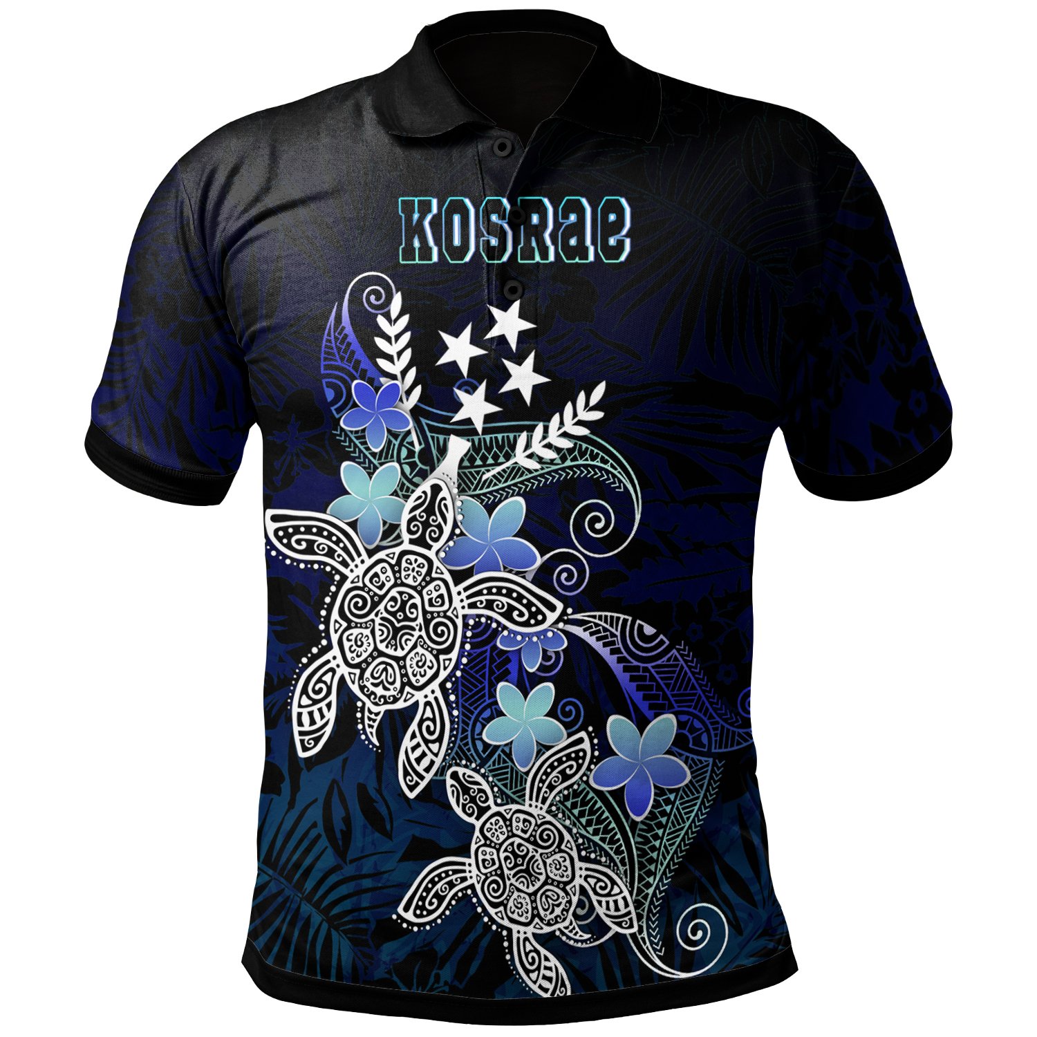 Kosrae Polynesian Polo Shirt – Blue Turtle Couple – BN22