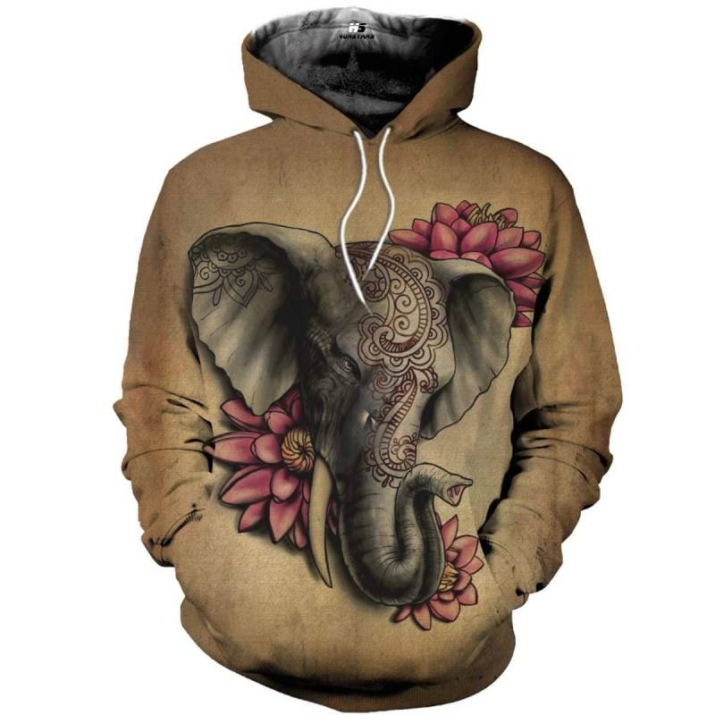  Elephant and Flower 3D All Over Printed hoodie X151112