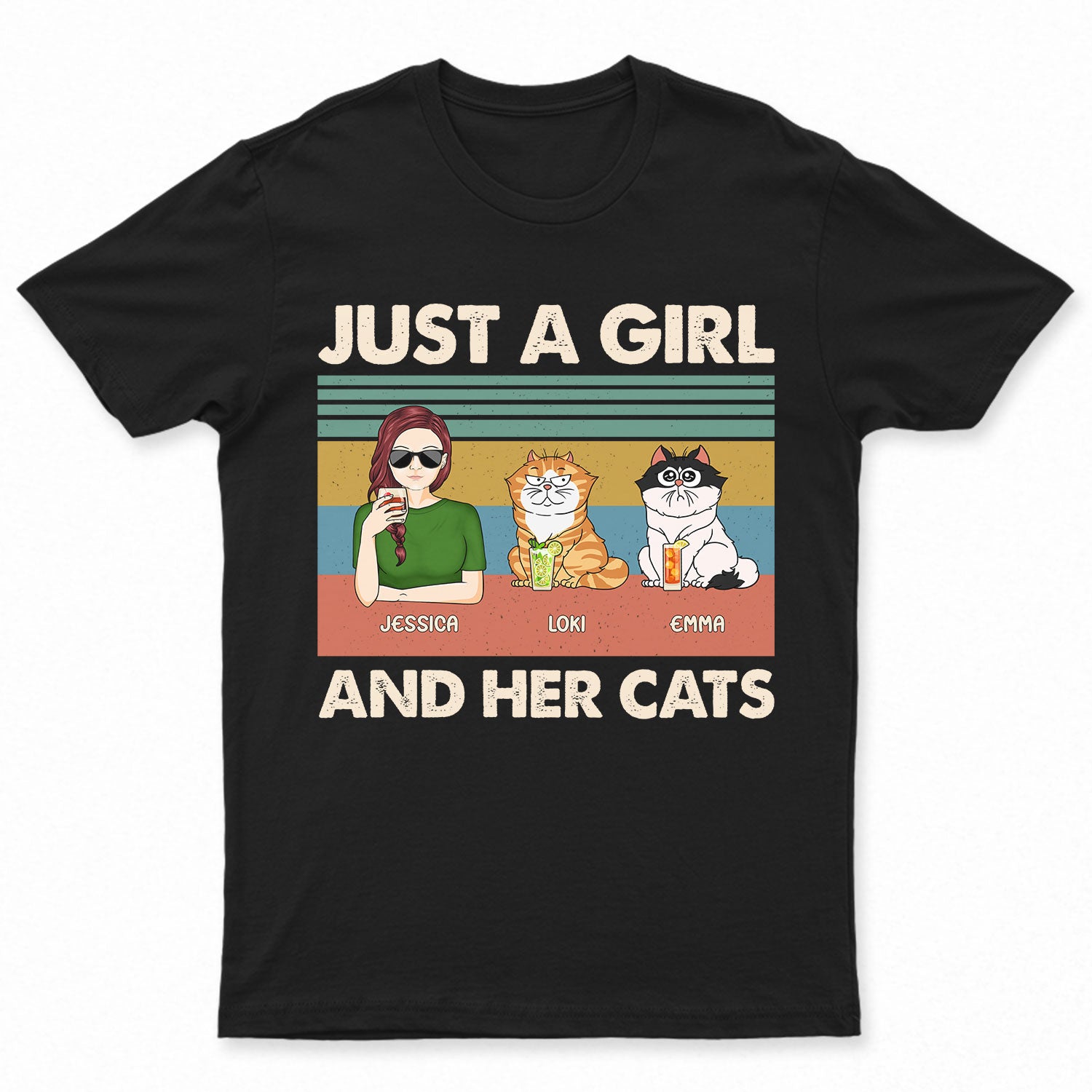 Just A Girl And Her Cats – Gift For Cat Lovers – Personalized T Shirt