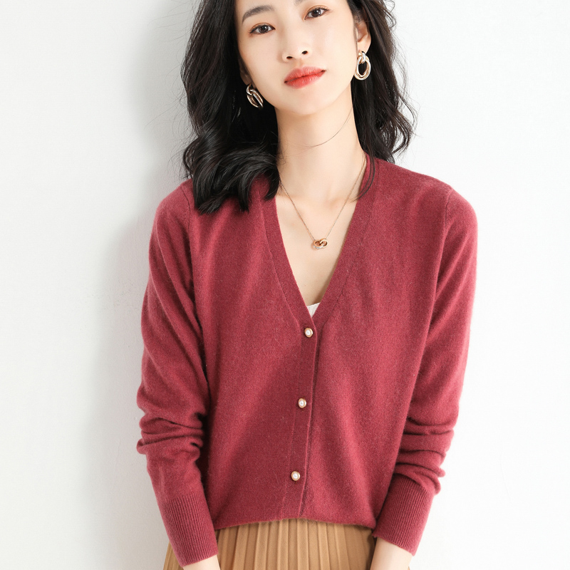 22 Spring And Autumn New Female V-Neck Simple And Versatile Thin Knitted Large Size Cardigan Jacket Sweater Korean Loose Casual alx