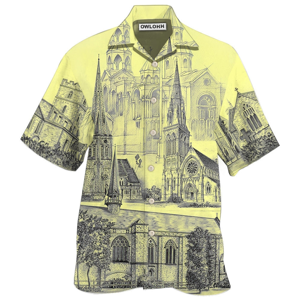 Church With Grey Vintage Style Hawaii Shirt Ha3323