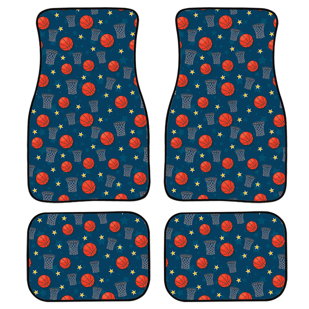 Basketball Theme Pattern Print Front And Back Car Floor Mats, Front Car Mat