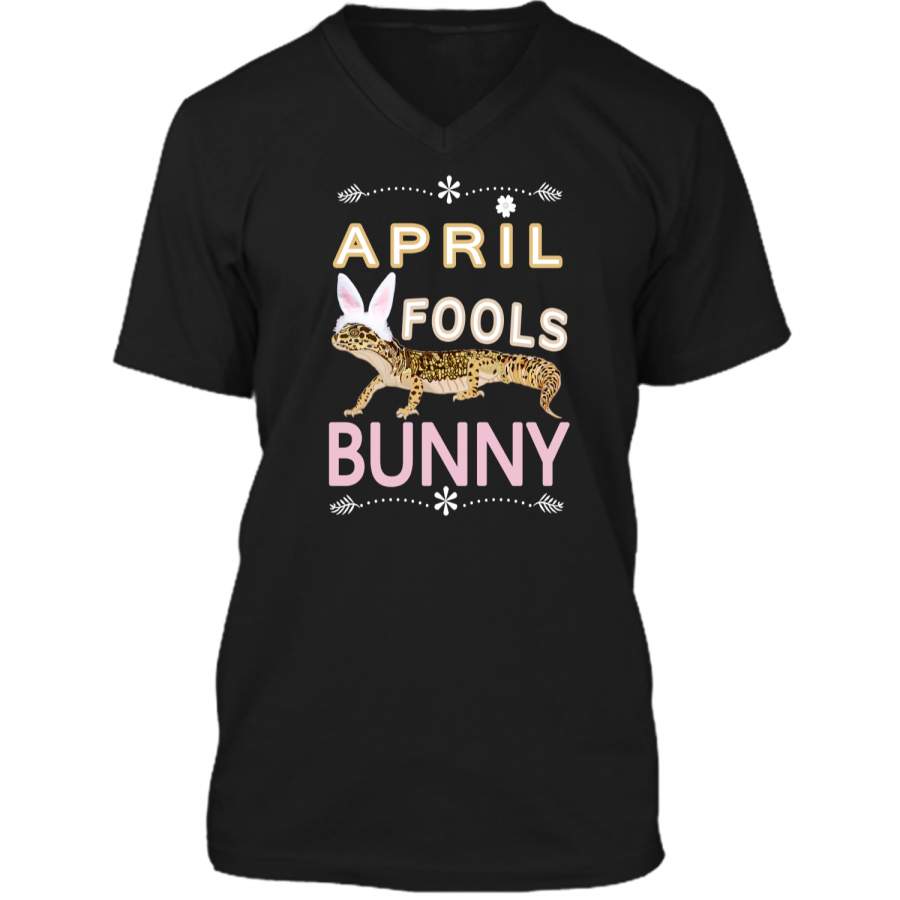 April Fools Easter Bunny Gecko Shirt-Women And Girls Gifts Mens Printed V-Neck T