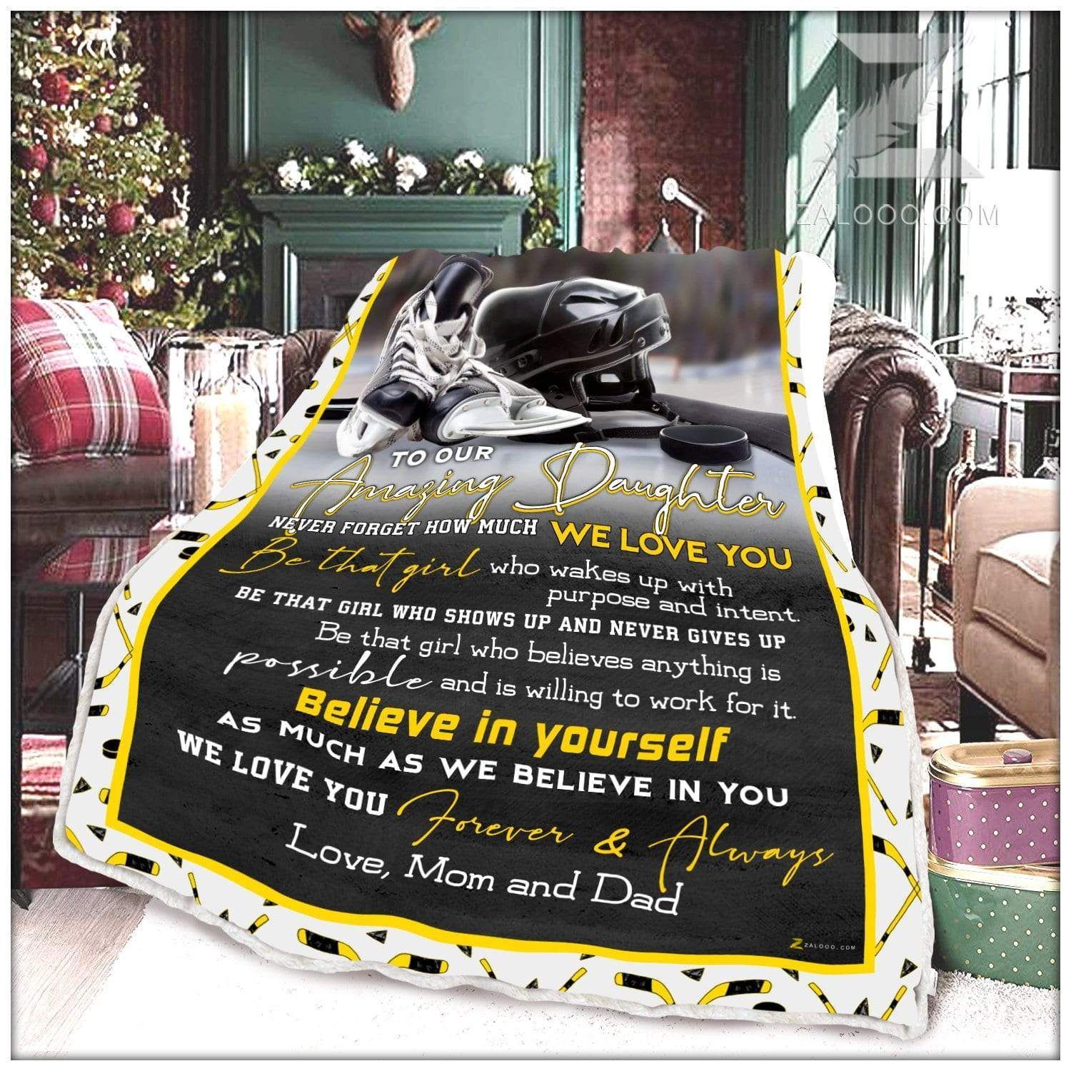 Hockey Blanket – To Our Amazing Daughter – Believe In Yourself