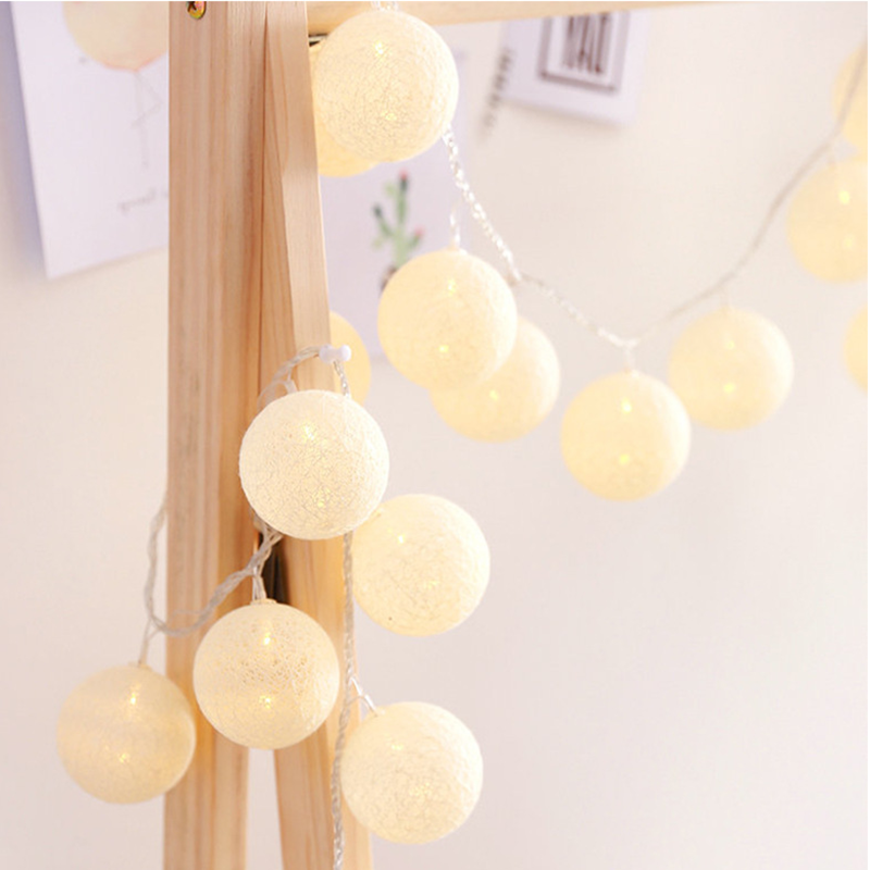 Led Cotton Ball Garland String Lights Christmas Fairy Lights Outdoor Light Garland Christmas Decorations Festoon Lights For Room Alx