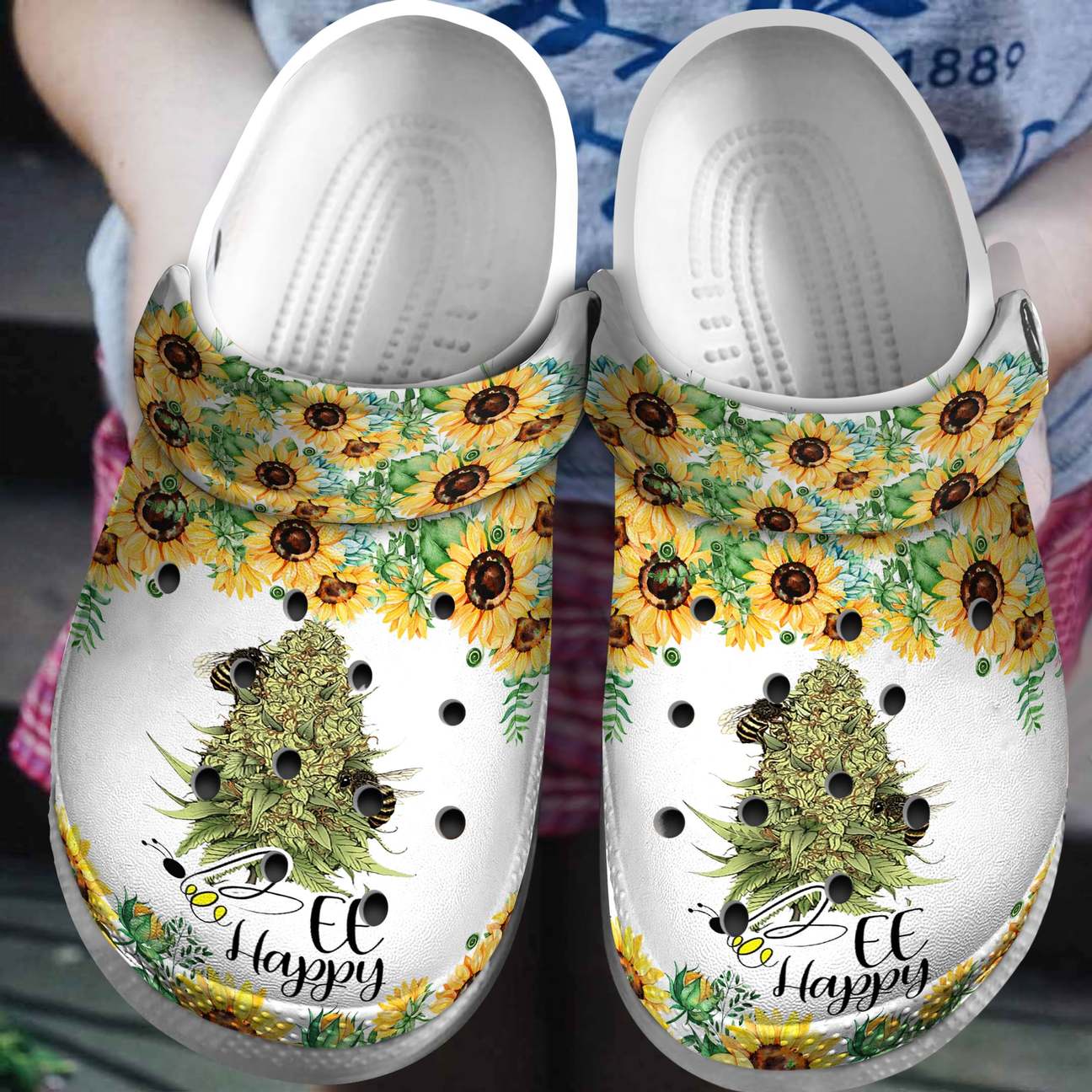 Bee Personalized Clog, Custom Name, Text, Color, Number Fashion Style For Women, Men, Kid, Print 3D Bee Happy