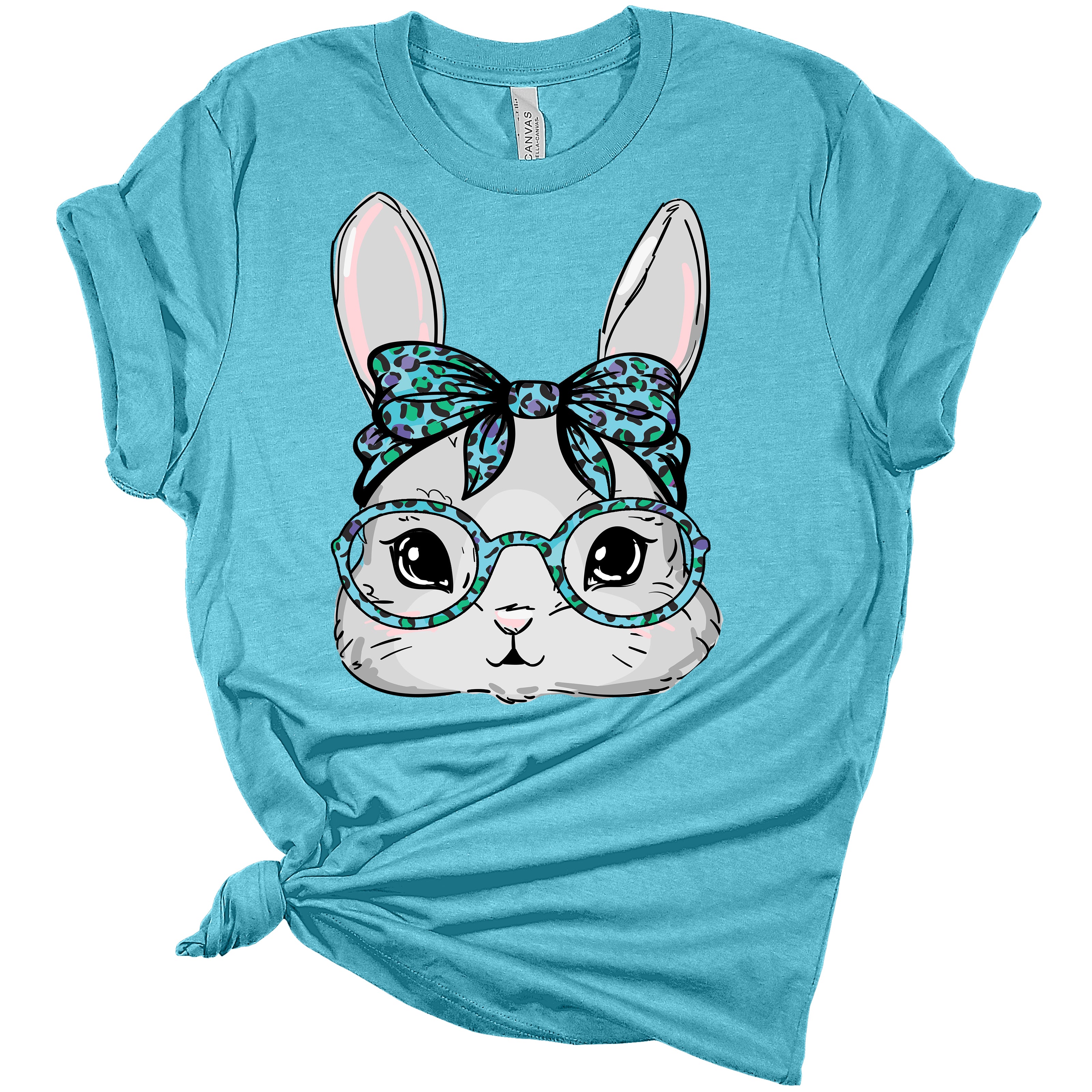 Cute Bunny Face Blue Women’S Bella Easter T-Shirt