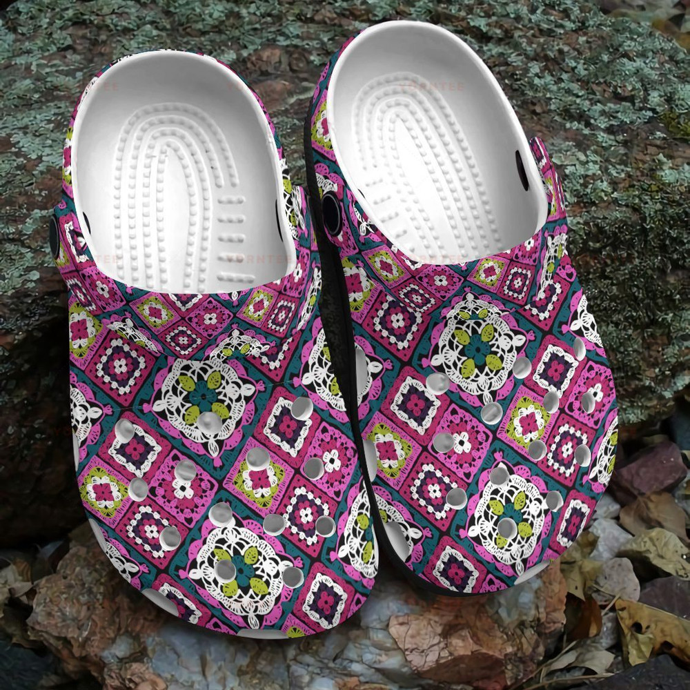 Het Pattern Mandala Gift For Lover Rubber Crocs Clog Shoes Comfy Footwear
