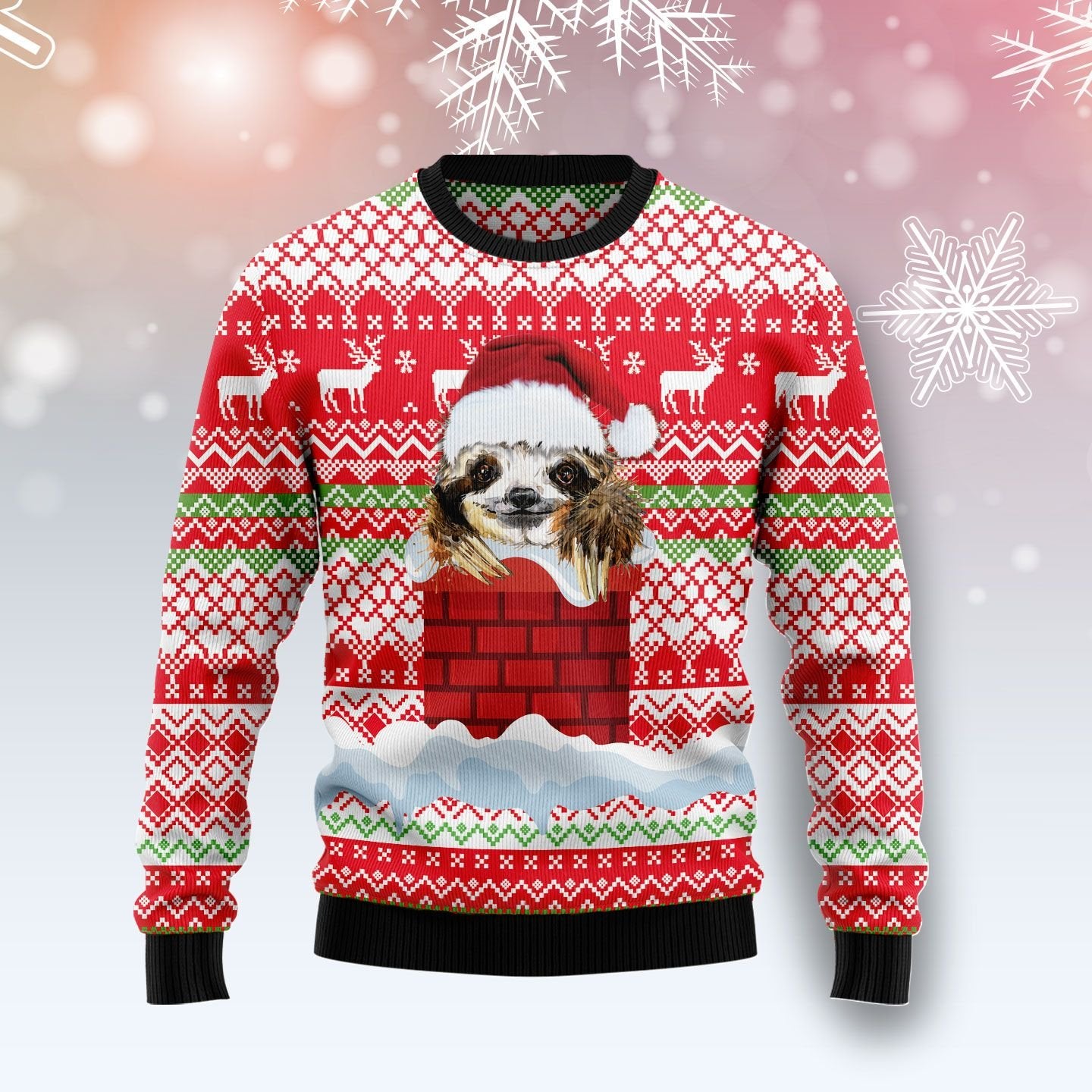 Sloth Chimney Ugly Christmas Sweater | For Men & Women | Adult | Us4300