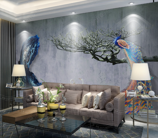 3D Retro Branch Animal Peacock Wall Mural Wallpaper Lqh 119