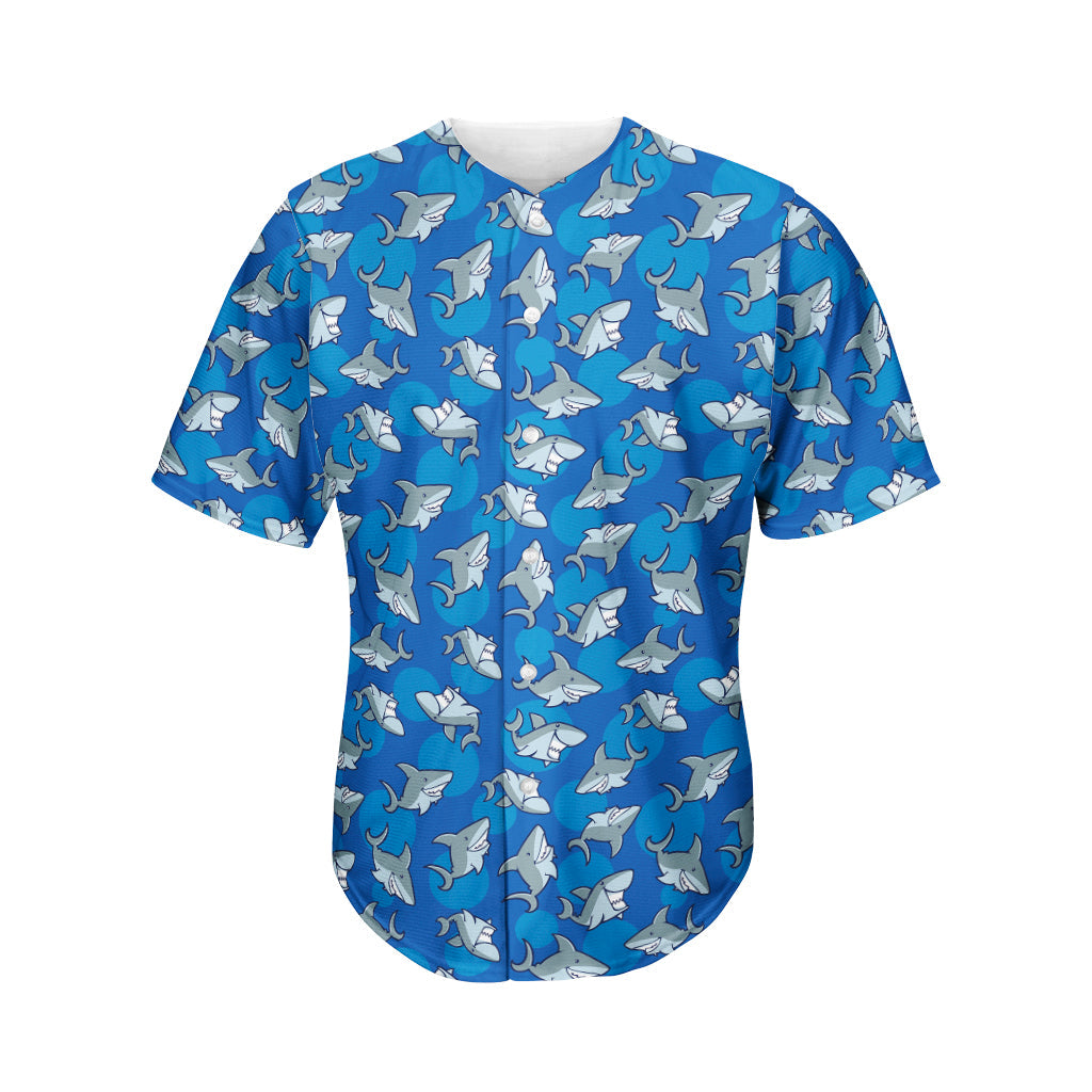 Cartoon Shark Pattern Print Men’S Baseball Jersey 3D Print