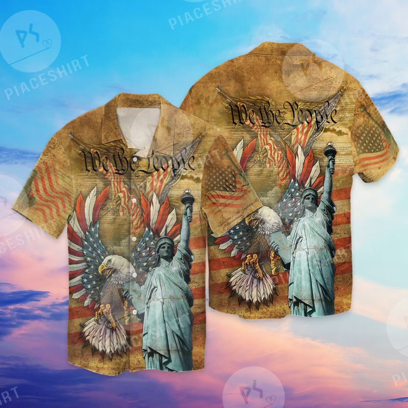 Statue Of Liberty Eagle Vintage Full Print Hawaii Shirt Ha29833