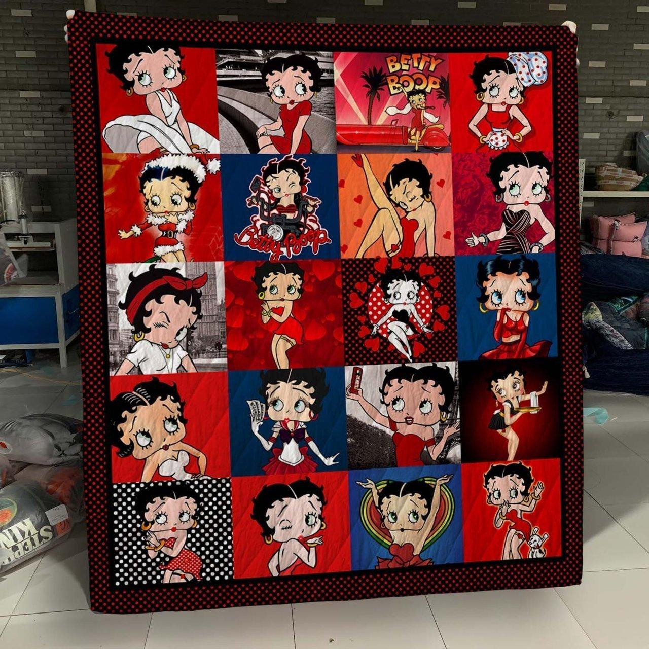 Betty Boop 3 Customize Quilt Blanket
