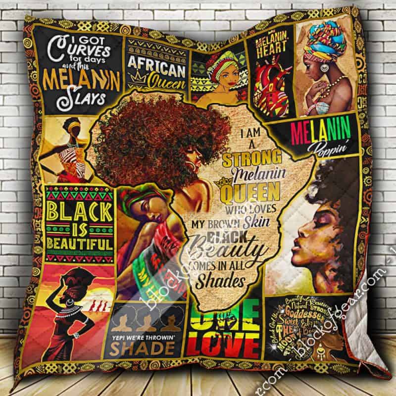 Africa Map Melanin, African American Premium Quilt Blanket Size Throw, Twin, Queen, King, Super King