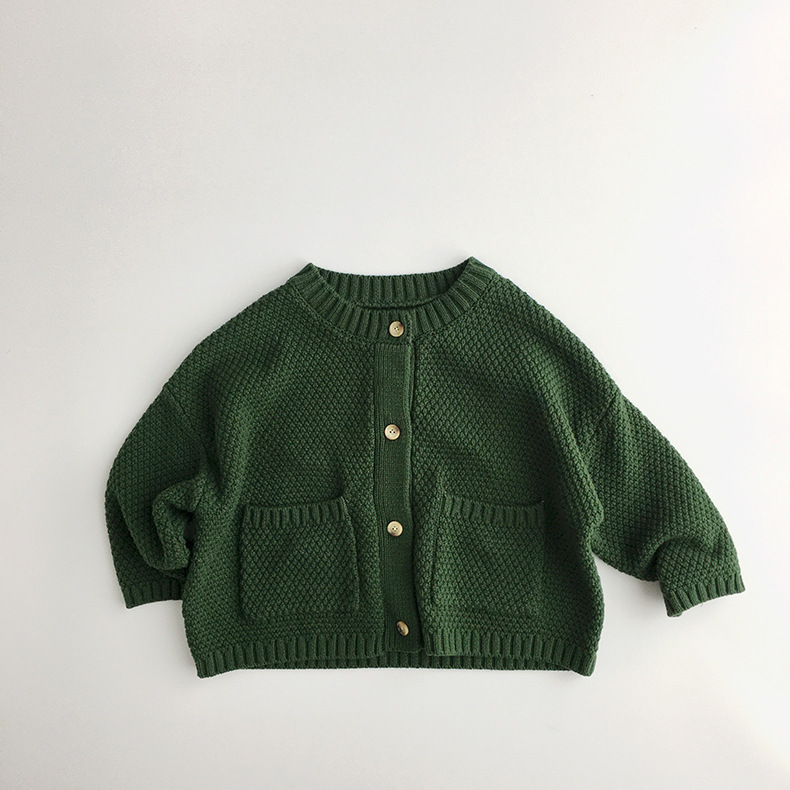 2021 Autumn Winter Korean Style Children Clothes Solid Color Sweaters Toddlers Kids Knitted Cardigan Coats alx