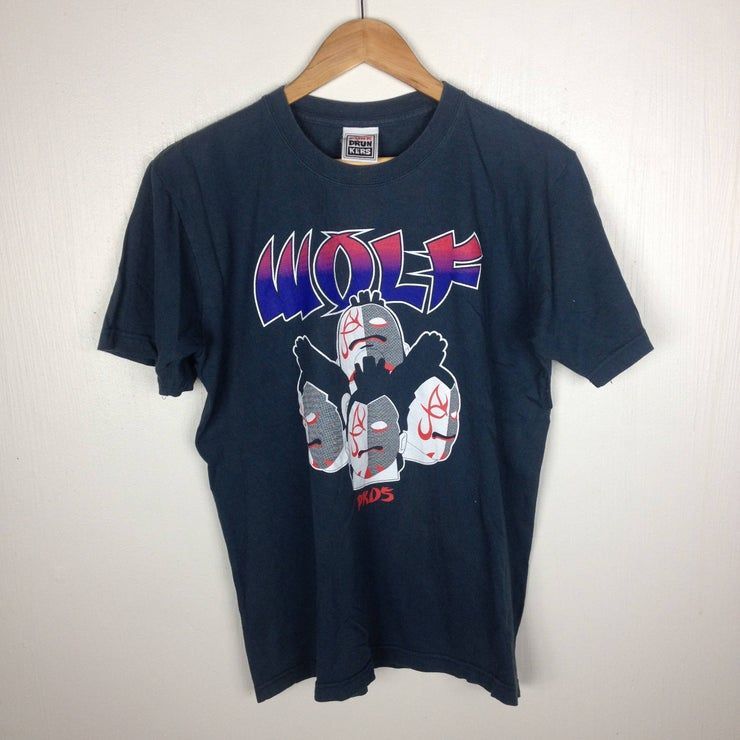 Punk Drunkers Wolf Japanese Brand Blue Shirt